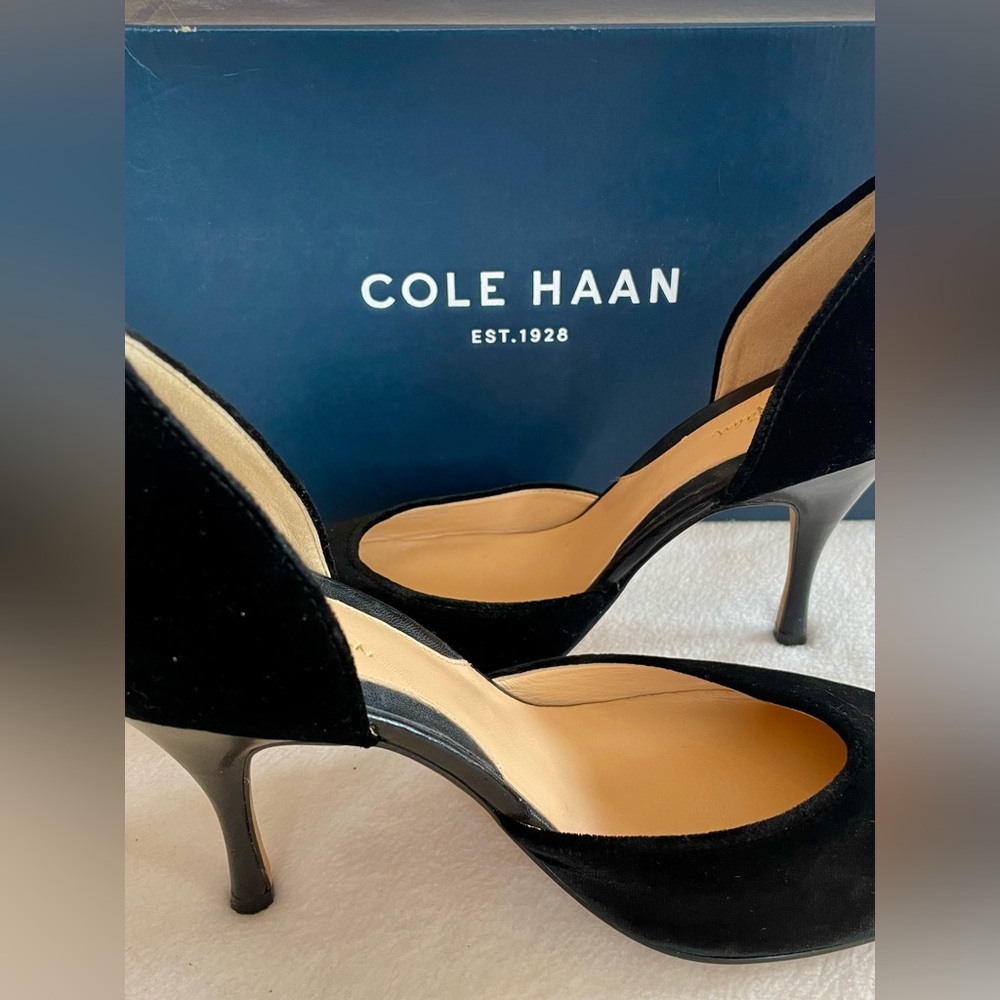 New Cole Haan black velvet pumps